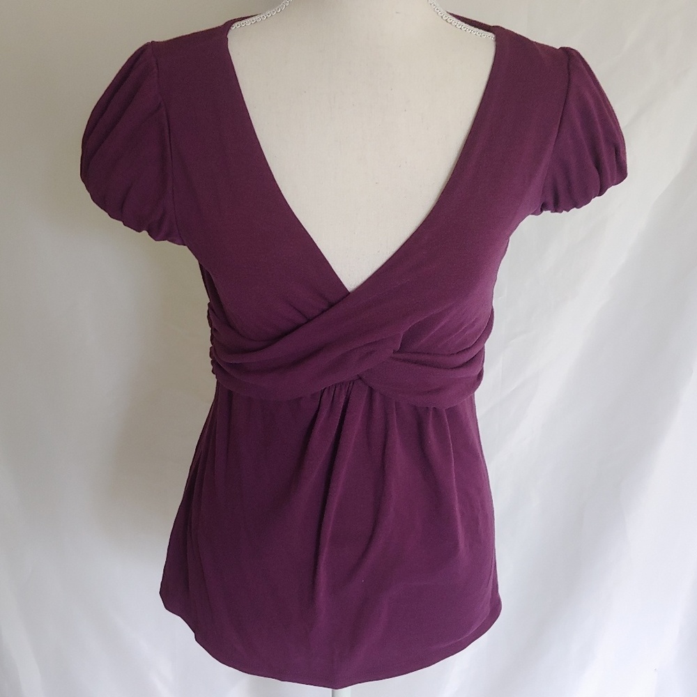 Purple Plum V Neck Top